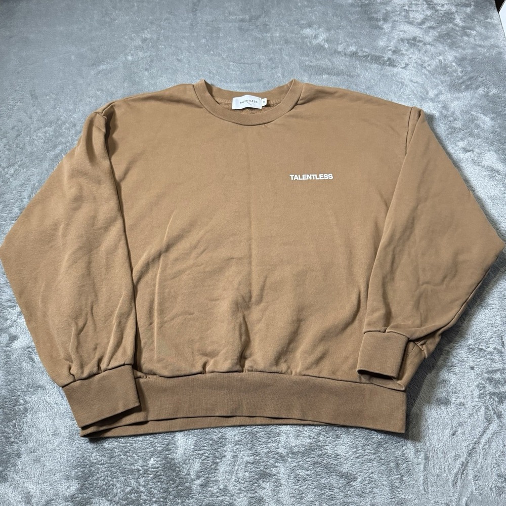 Talentless Spellout Logo Brown Crewneck Sweatshirt Women's Sz M Heavyweight